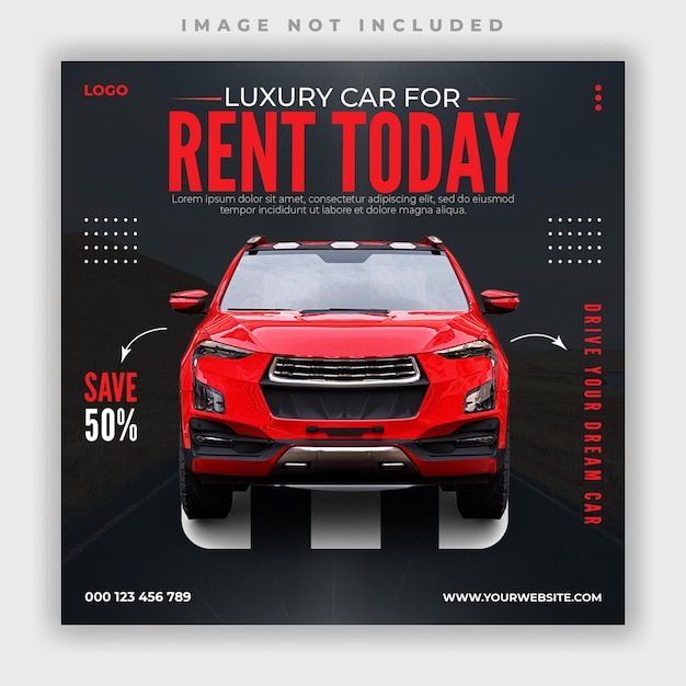 Modelo de banner de postagem nas redes sociais para alugar um carro