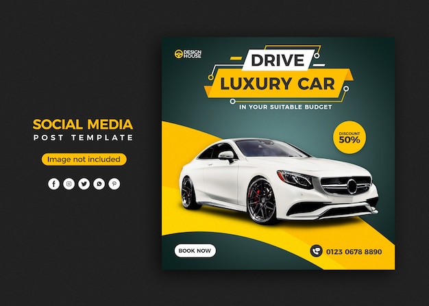 Modelo de banner de postagem nas redes sociais para alugar um carro