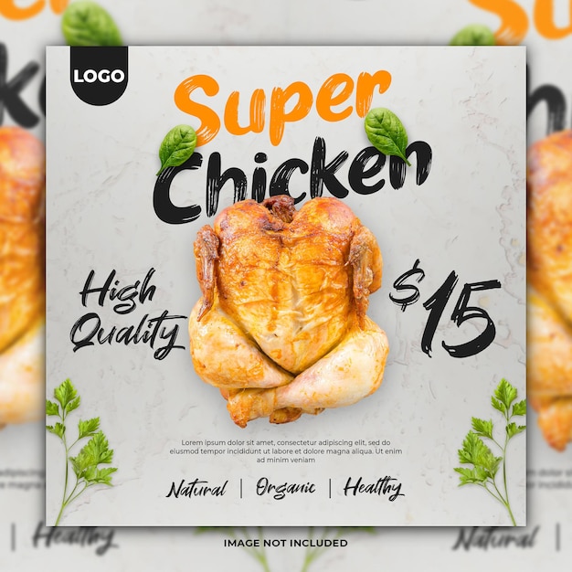 PSD modelo de banner de postagem no instagram para promoção de super frango