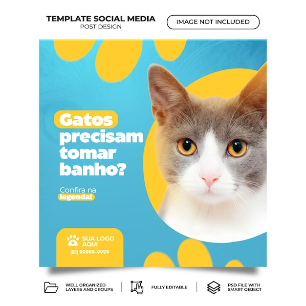 Modelo de banner de postagens de mídia social de loja de animais psd português brasileiro