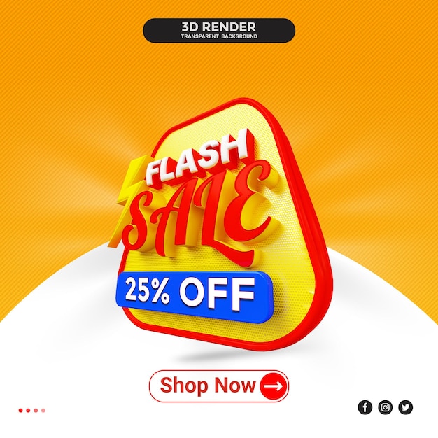 PSD modelo de banner de promoção criativa de venda flash renderização 3d