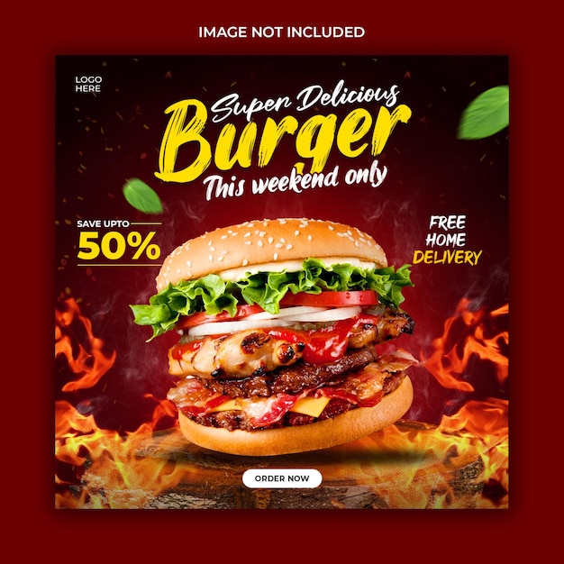 Modelo de banner de promoção de mídia social de comida