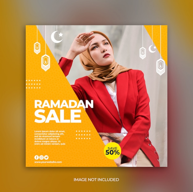 Modelo de banner de promoção de venda de moda ramadan para post de mídia social