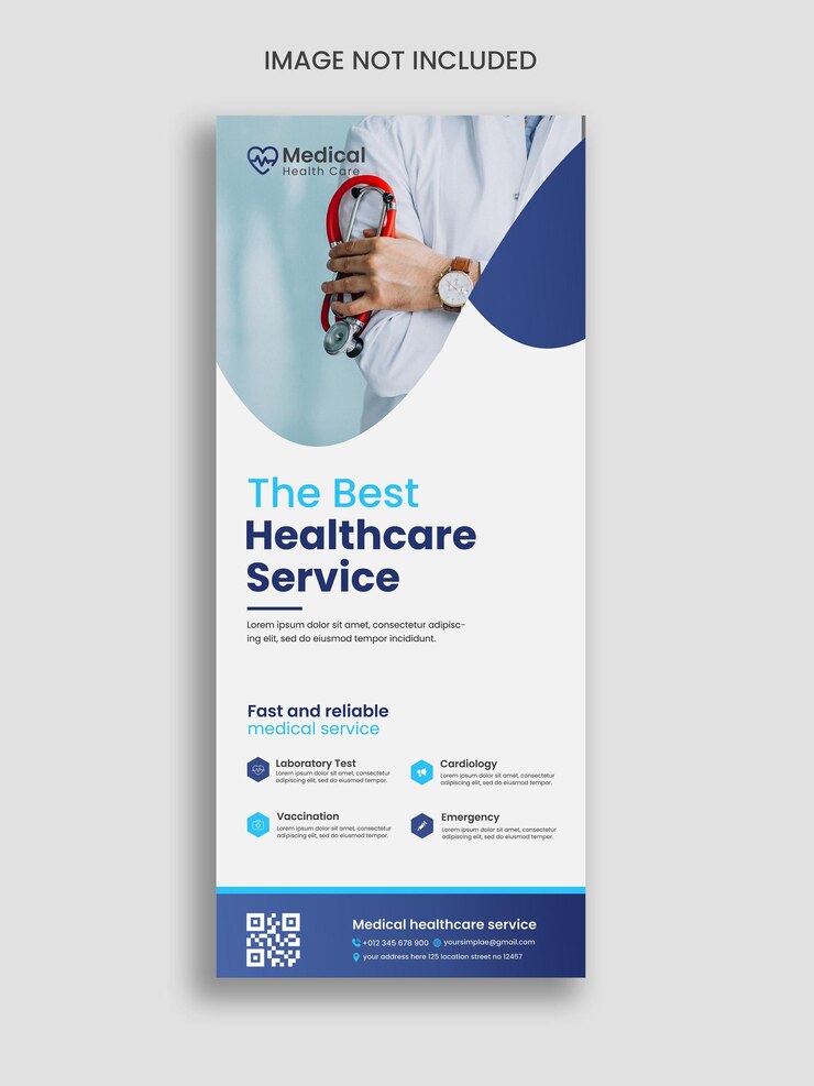 Modelo de banner de rolo de saúde e médico