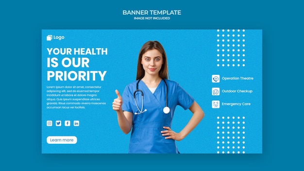 Modelo de banner de saúde médica PSD
