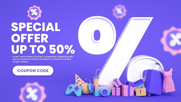 Modelo de banner de super mega venda de flash grande com oferta de promoção de desconto especial e porcentagem