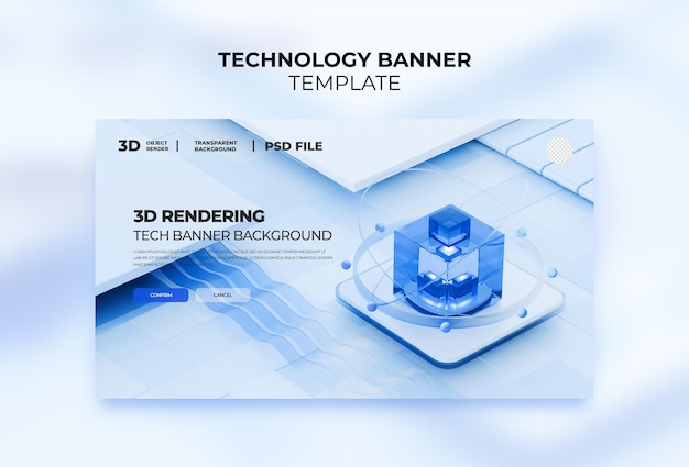 Modelo de banner de tecnologia de renderização 3D