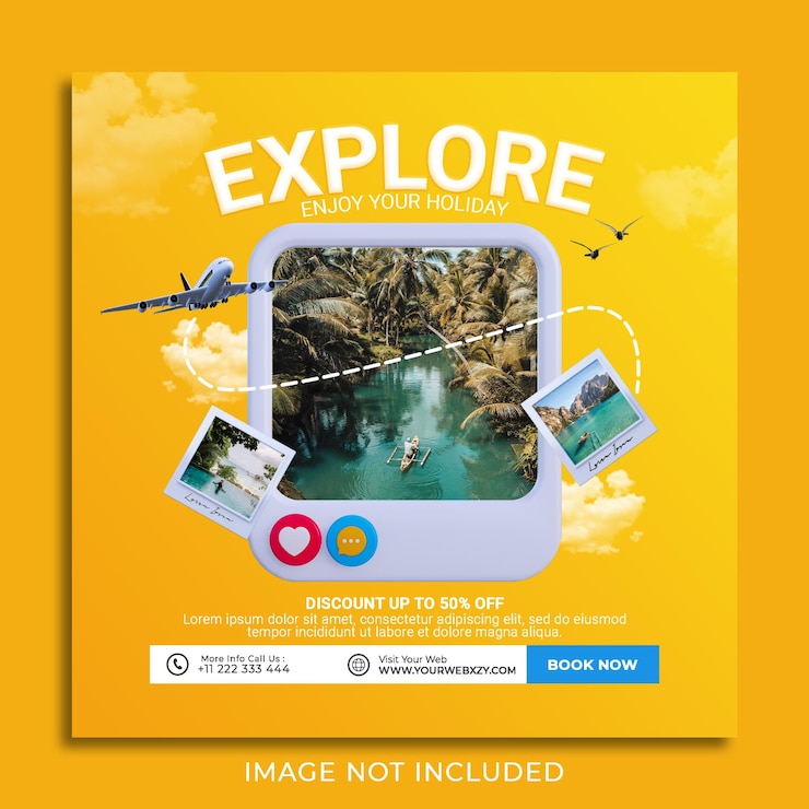 PSD modelo de banner de viagem de postagem do instagram