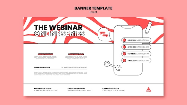 PSD modelo de banner de webinar on-line de evento