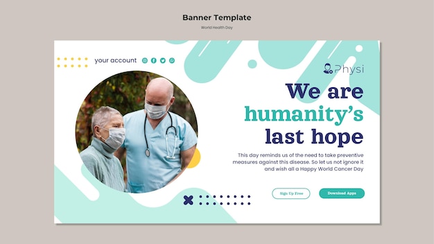 Modelo de banner do Dia Mundial da Saúde