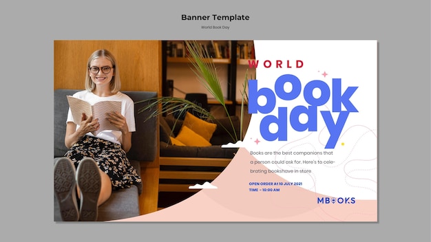 Modelo de banner do Dia Mundial do Livro