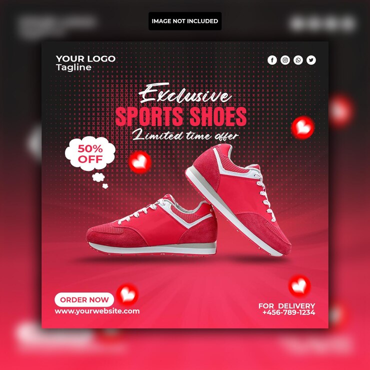 Modelo de banner do Facebook de mídia social de promoção de calçados esportivos