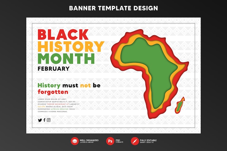 PSD modelo de banner do mês da história negra