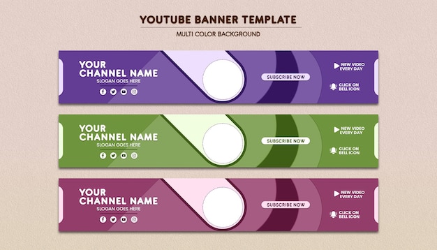 Modelo de banner do YouTube com gradiente