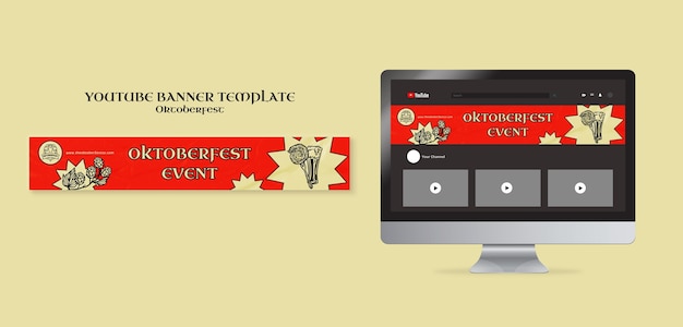 Modelo de banner do youtube de celebração da Oktoberfest