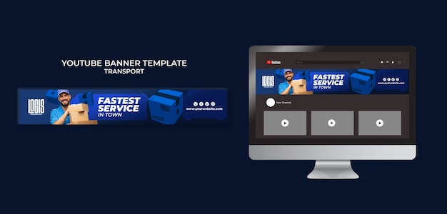 Modelo de banner do youtube de serviço de transporte