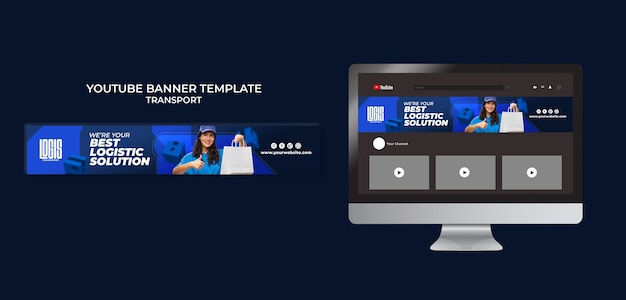 Modelo de banner do youtube de serviço de transporte