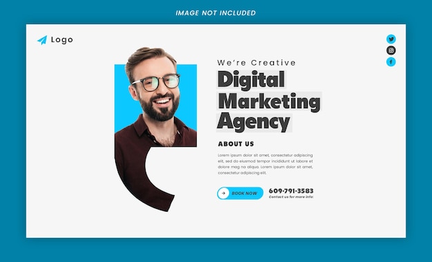 Modelo de banner horizontal da agência de comercialização