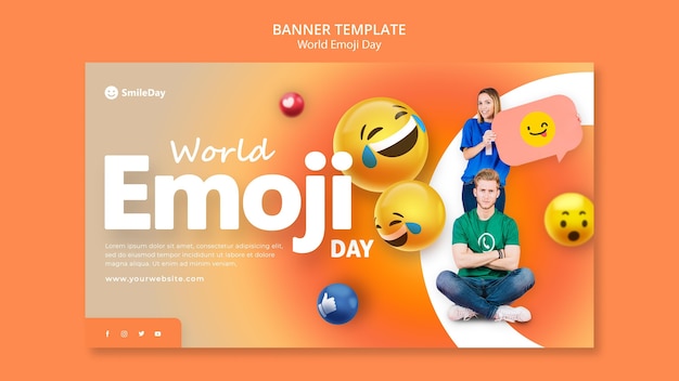 PSD modelo de banner horizontal de dia emoji