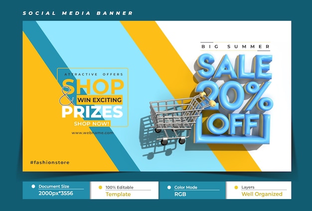 Modelo de banner horizontal de marketing digital super venda.