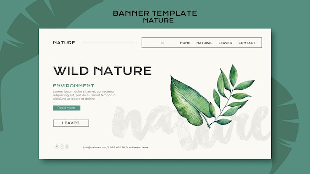 Modelo de banner horizontal de natureza selvagem
