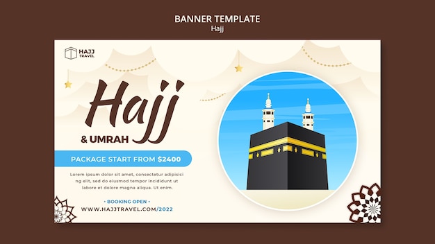 PSD modelo de banner horizontal hajj com meca