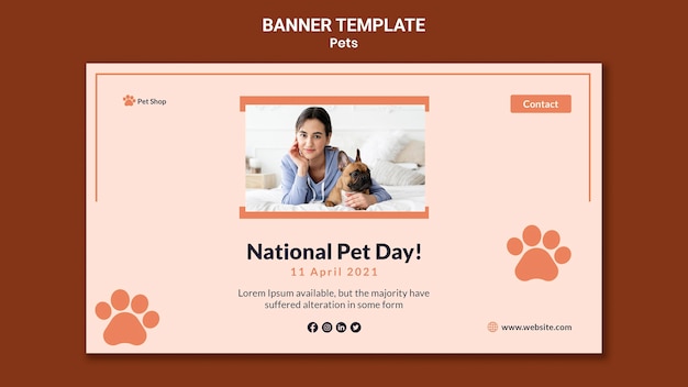 Modelo de banner horizontal para adoção de animais de estimação