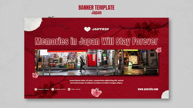 PSD modelo de banner horizontal para visitar o japão