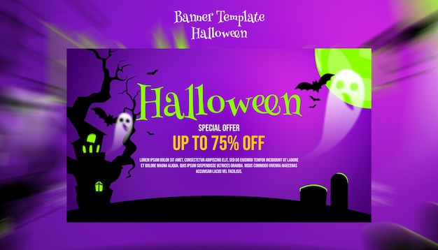 PSD modelo de banner horizontal psd halloween sale