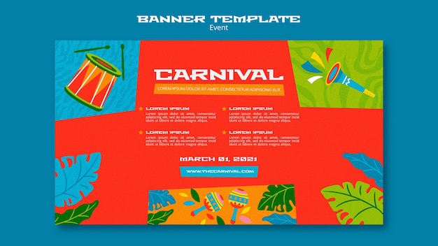 PSD modelo de banner ilustrado de carnaval