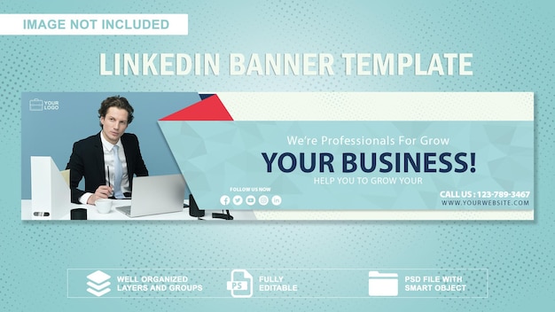 Modelo de banner linkedin de negócios corporativos e marketing digital