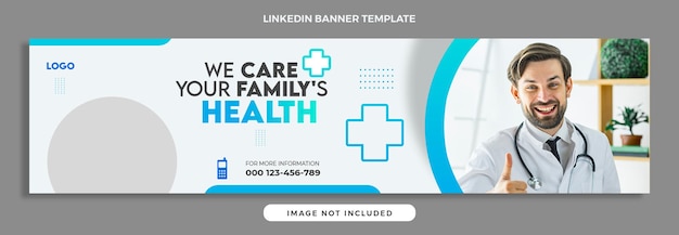 Modelo de banner linkedin de promoção de saúde médica ou hospitalar