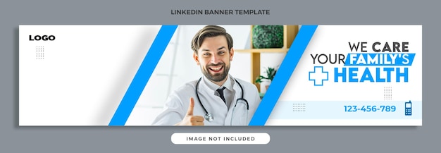 Modelo de banner linkedin de promoção de saúde médica ou hospitalar