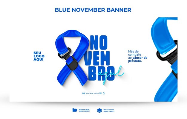 Modelo de banner novembro azul prevenção do câncer de próstata no brasil