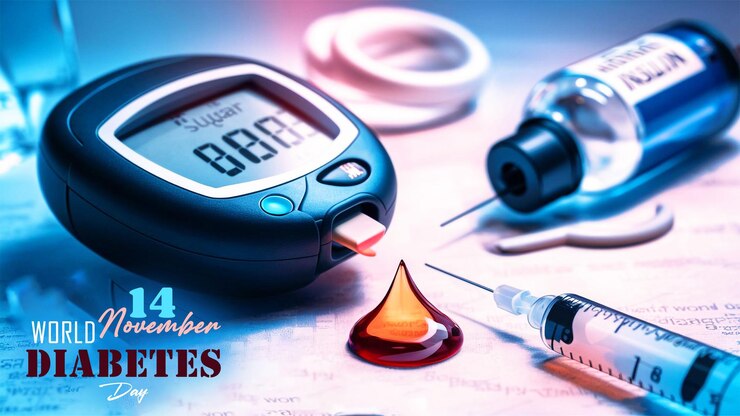 Modelo de banner para a conscientização sobre o Dia Mundial do Diabetes