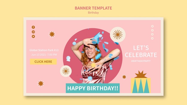Modelo de banner para comemorar aniversário