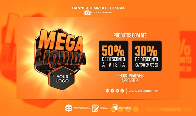 PSD modelo de banner promoção mega líquida