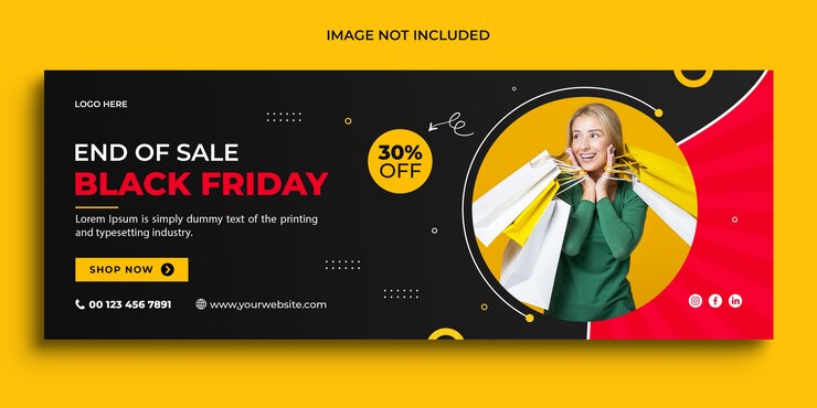 Modelo de banner promocional da capa do Facebook do banner de venda da Black Friday