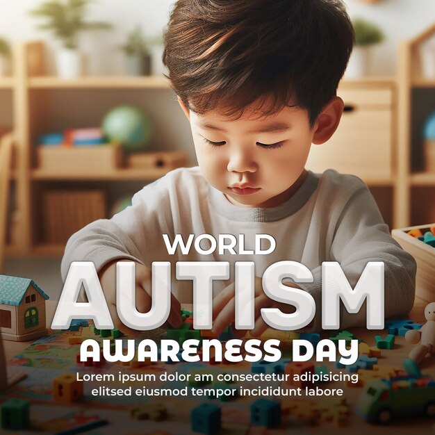 Modelo de banner psd de mídia social do dia mundial de conscientização sobre o autismo