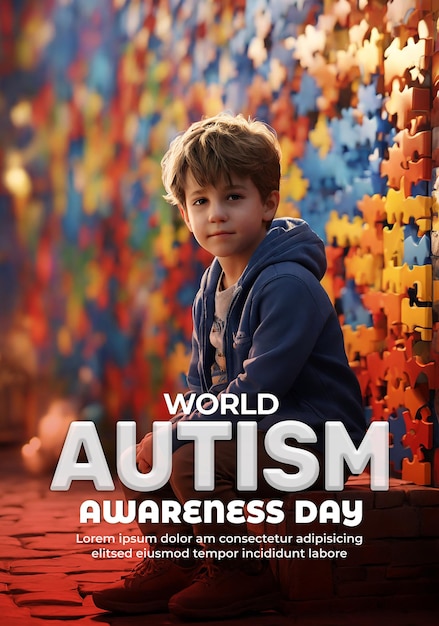 Modelo de banner psd de mídia social do dia mundial de conscientização sobre o autismo