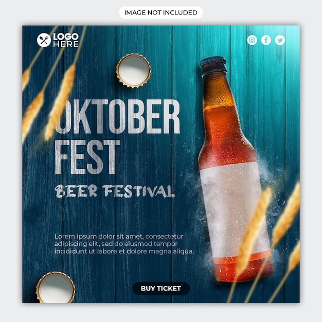 PSD modelo de banner quadrado de promoção de mídia social da oktoberfest