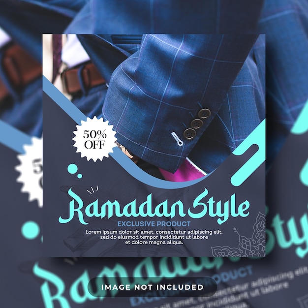 Modelo de banner quadrado de venda de moda do ramadã psd