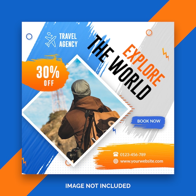 Modelo de banner quadrado de viagem