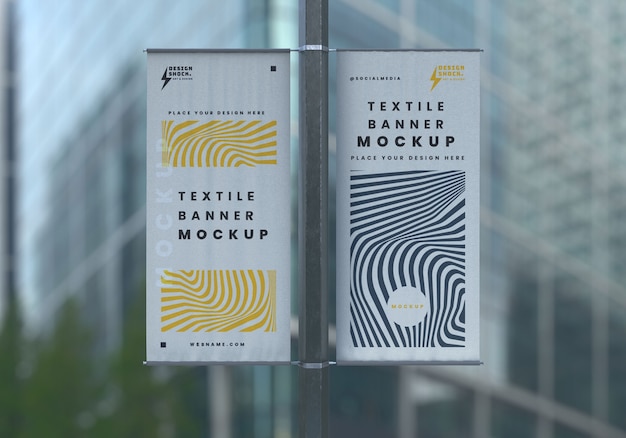 Modelo de banner têxtil para exteriores