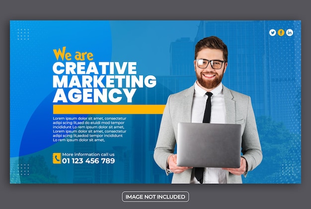 PSD modelo de banner web de agência de marketing criativa e corporativa psd