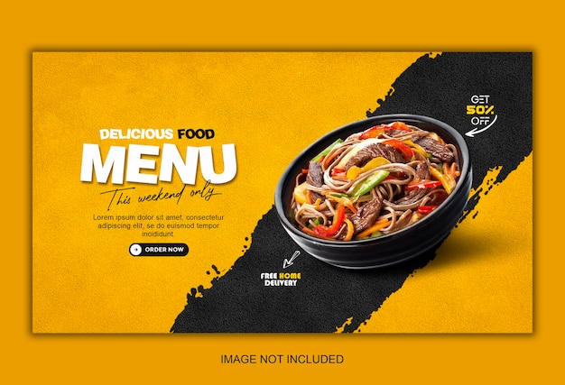Modelo de banner web de menu de comida e restaurante