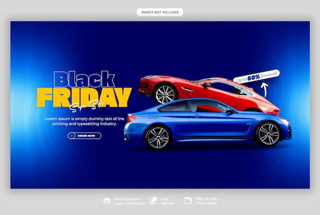 PSD modelo de banner web de super venda da black friday