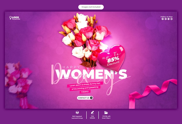 PSD modelo de banner web do dia da mulher e da super venda da psd