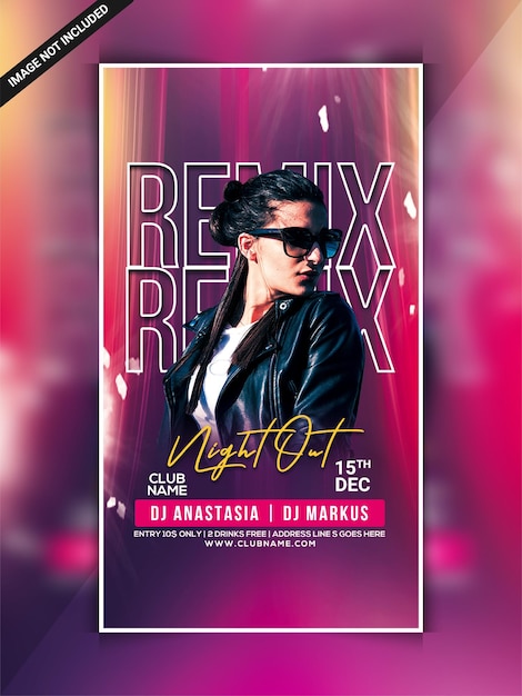 Modelo de banner web instagram para festa de noite remix