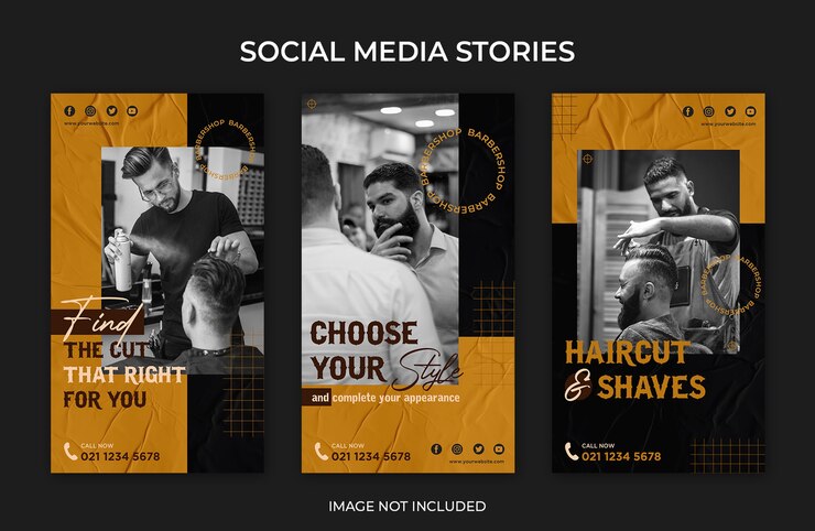 PSD modelo de barbearia para histórias sociais no instagram